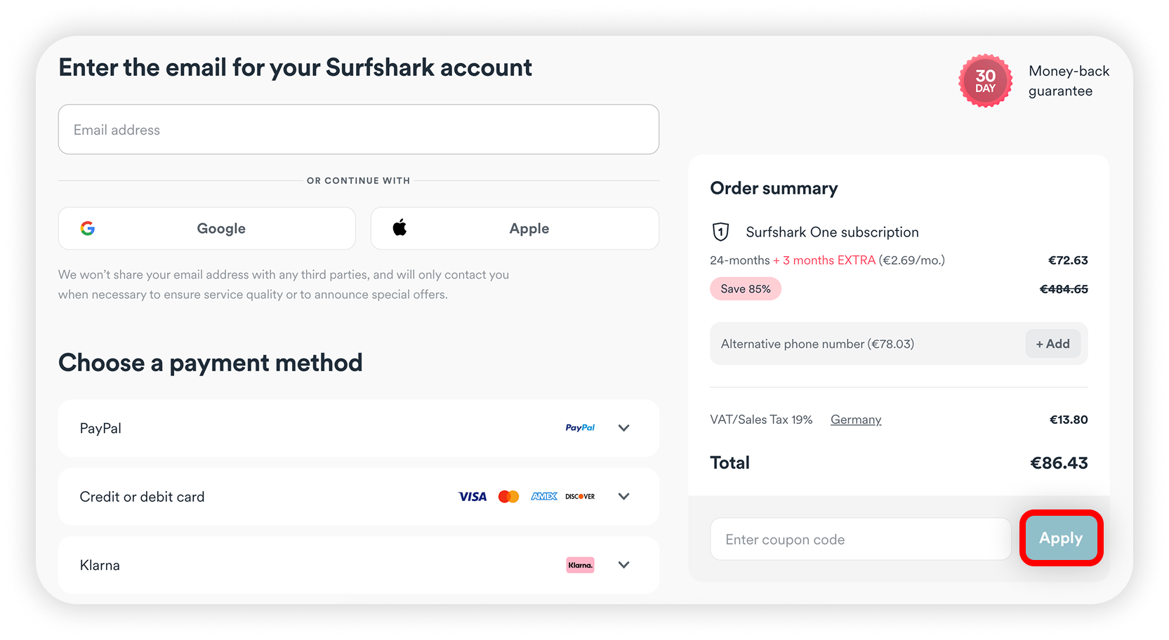 View of Surfshark subscription buying page, apply button is highlighted.png