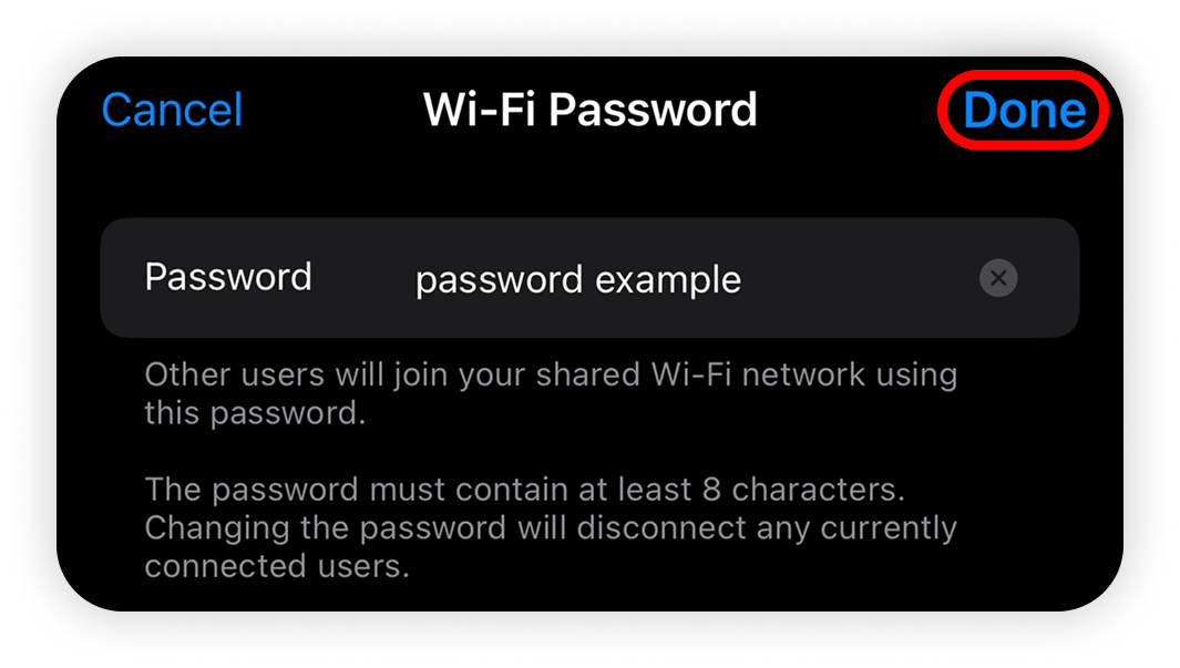 View of iOS Wi-fi password section, done button is highlighted.png